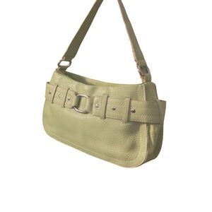 Bandolino Leather Shoulder Bag Celery Spring Green Silver Tone Hardware